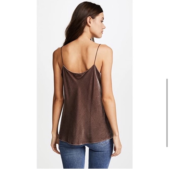 VINCE NWT Velvet Spaghetti Strap Camisole Cami Tank Top Cocoa Bean M Brown - Picture 4 of 10